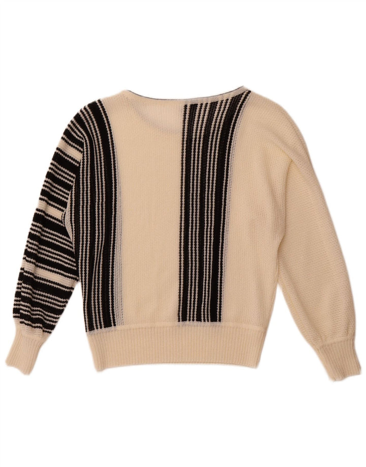 BODE Suéter tipo jersey con cuello barco para mujer EU 40 Medium Off White Stripes