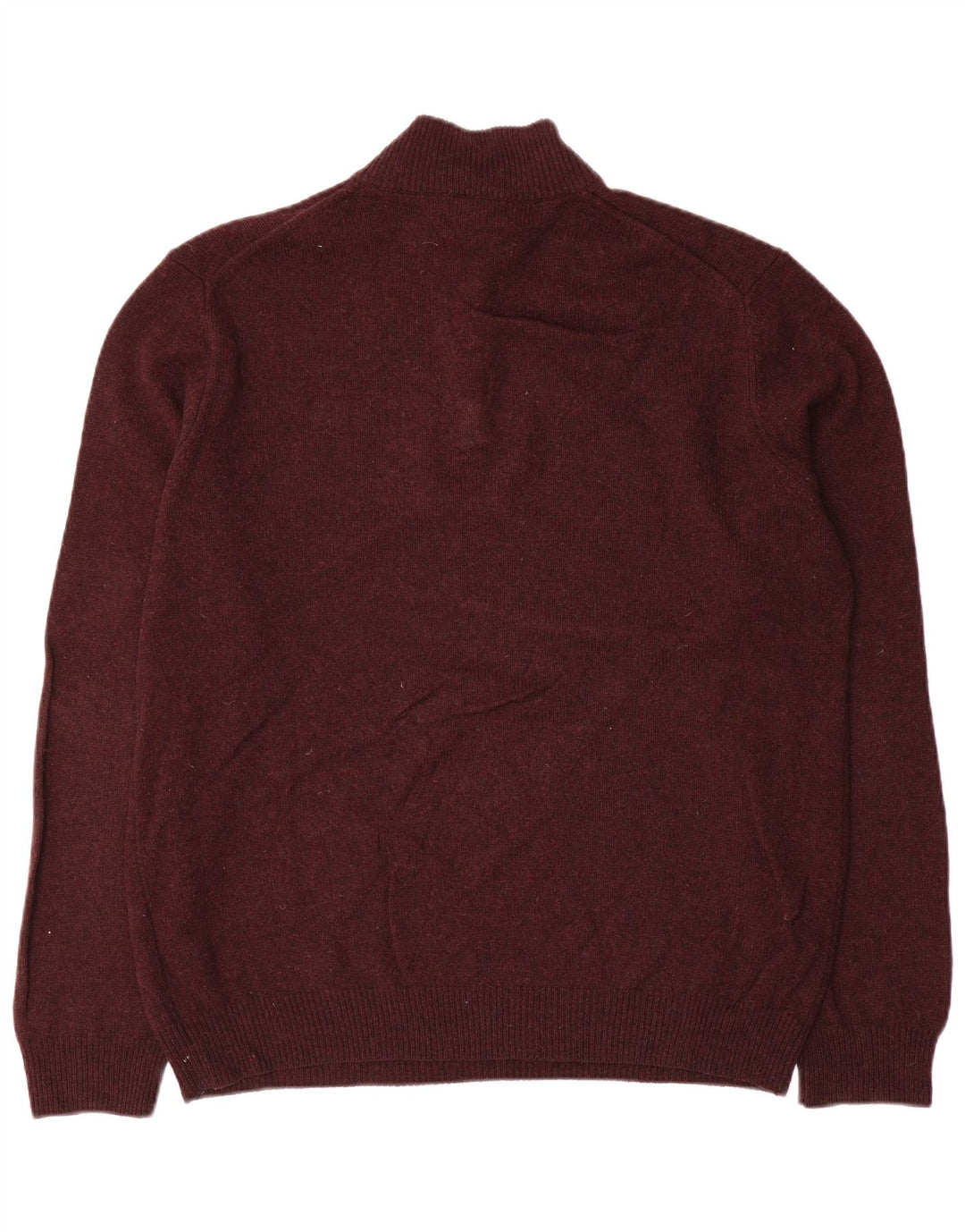 Marks & Spencer Jersey con cuello y cremallera para hombre, talla grande, lana color burdeos