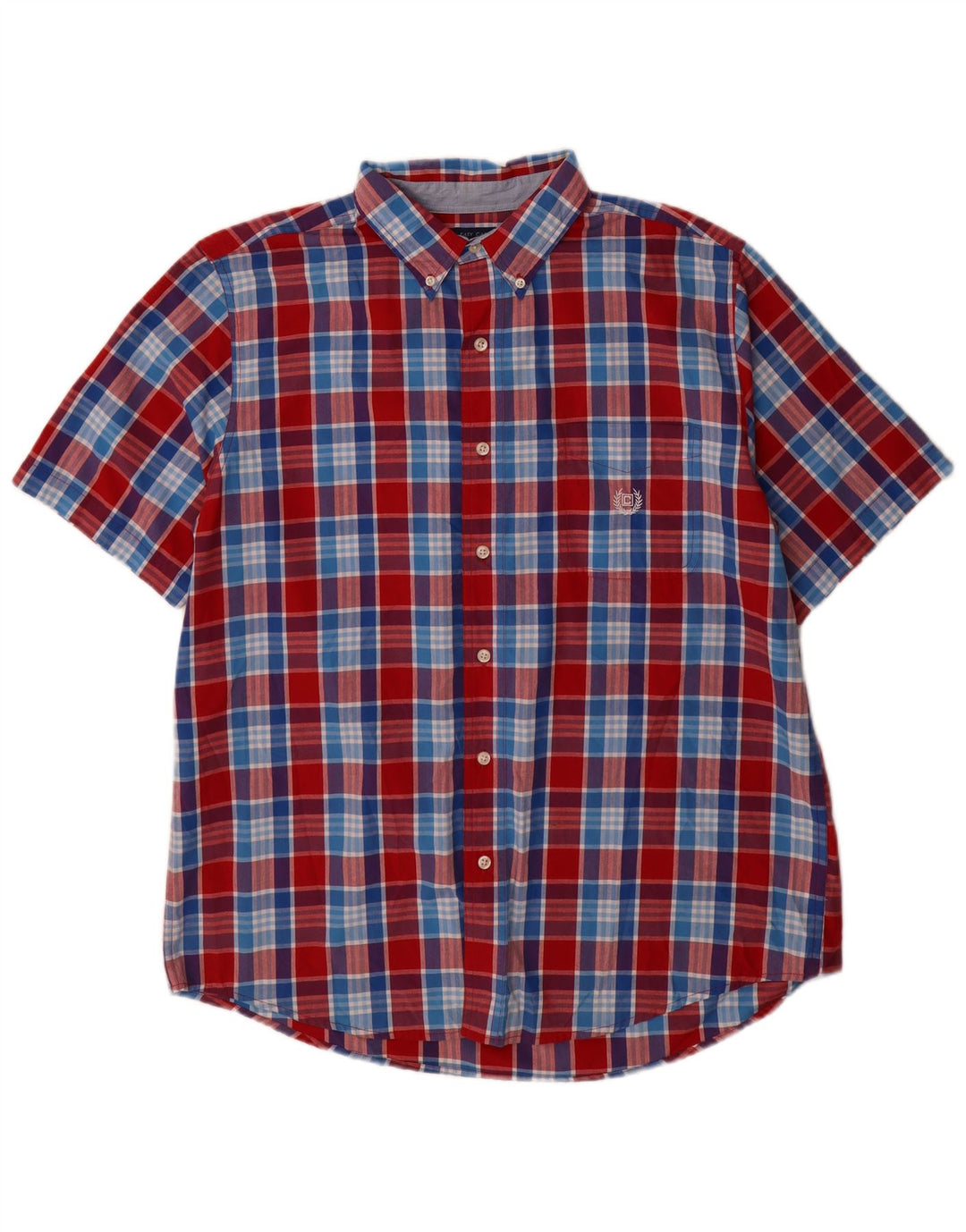 Chaps Camisa de manga corta para hombre de algodón a cuadros rojos grandes