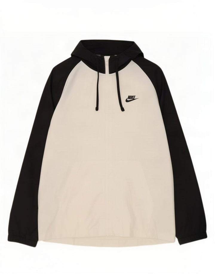 Nike - Chaqueta de chándal con capucha para hombre, talla grande, color blanco, poliéster, color block
