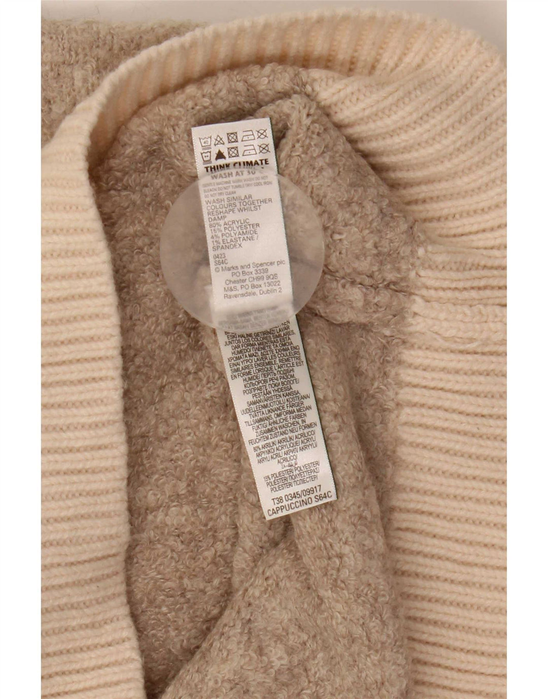 Marks & Spencer Suéter con Cuello Alto para Mujer UK 44 Medium Beige