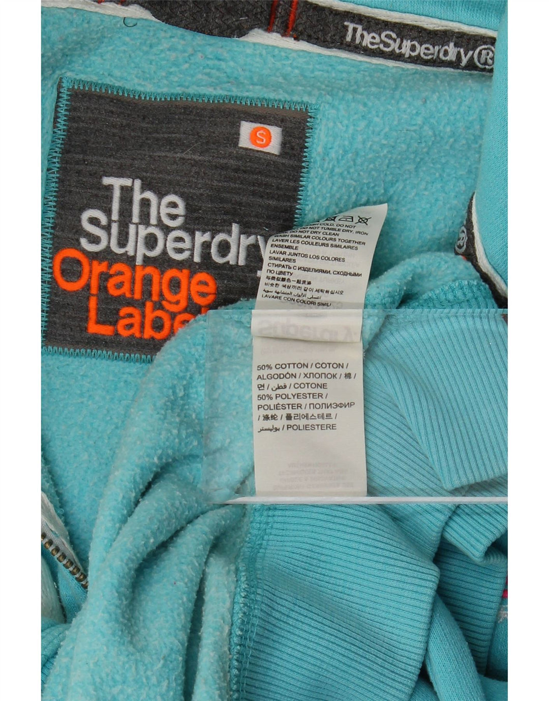 SUPERDRY Suéter con capucha y cremallera para mujer UK 10 Small Blue Cotton