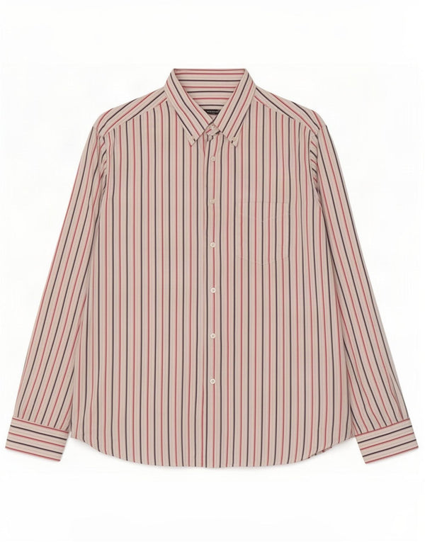 Roccobarocco Camisa Hombre Talla 45 18 2XL Algodón Rayas Blancas