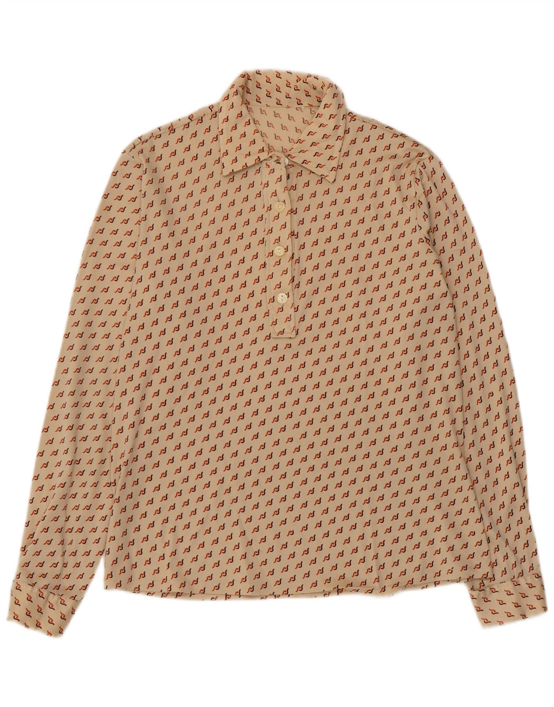 VINTAGE Womens Pullover Shirt UK 16 Large Beige Geometric