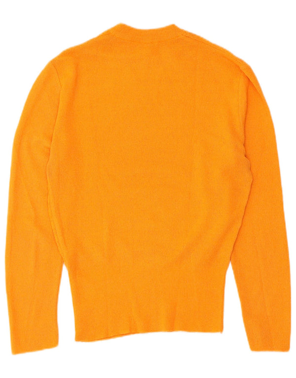Vintage mujer cuello redondo jersey suéter IT 46 grande naranja rayas