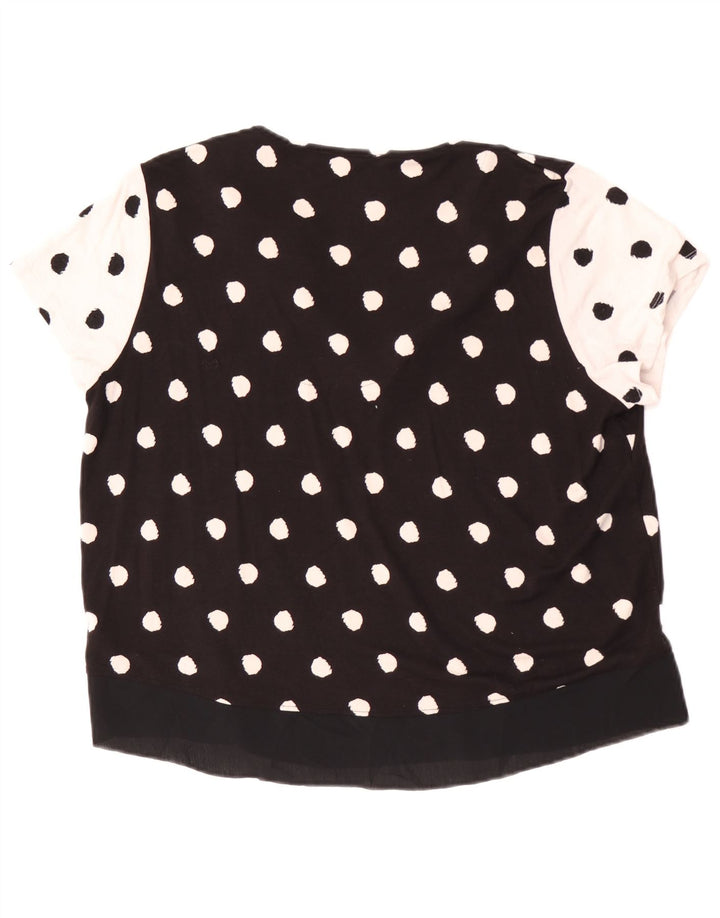 Marks & Spencer Blusa para Mujer Top UK 46 Grande Viscosa de Lunares Negros