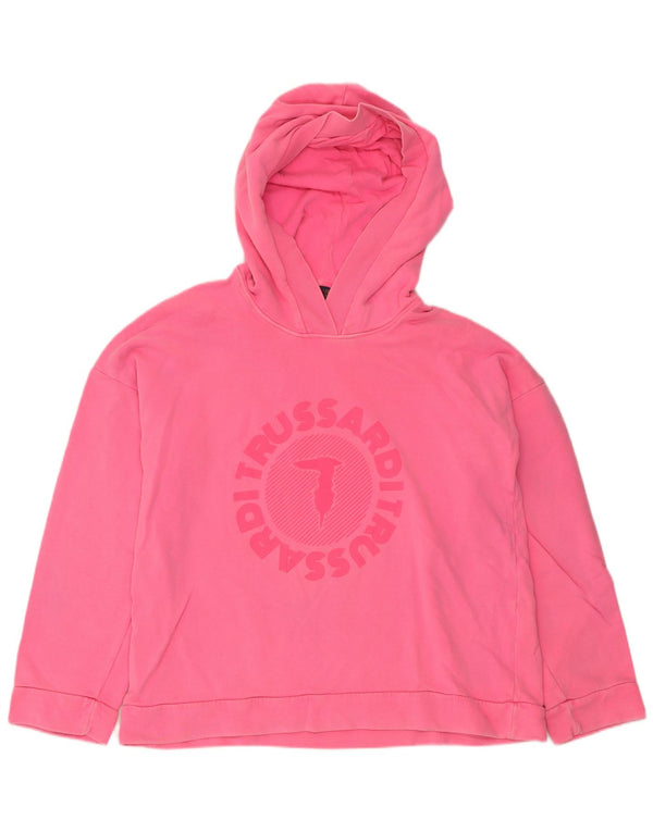 Trussardi Jeans Mujer Gráfico Oversize Sudadera con Capucha Jersey UK 44 Medium Pink
