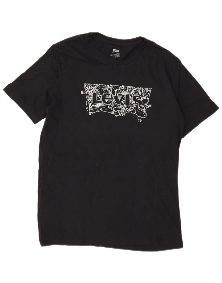 Levi's Camiseta gráfica para hombre Top Medium Black Cotton