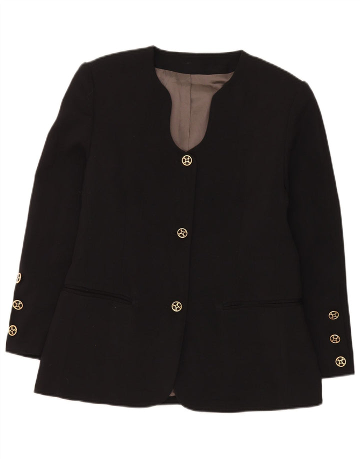Vintage mujer 3 botones Blazer chaqueta IT 44 medio negro
