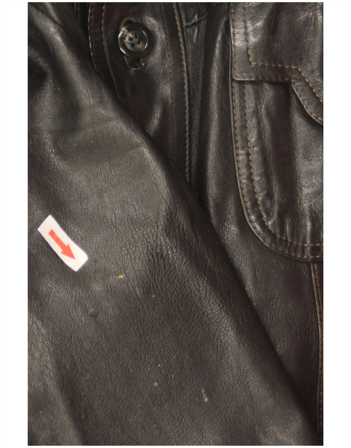 Vintage hombres chaqueta de cuero Reino Unido 36 pequeño negro
