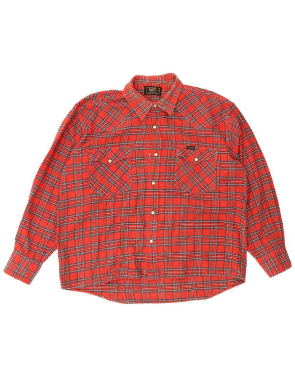 Camisa de franela LEE para hombre de algodón a cuadros rojos grandes