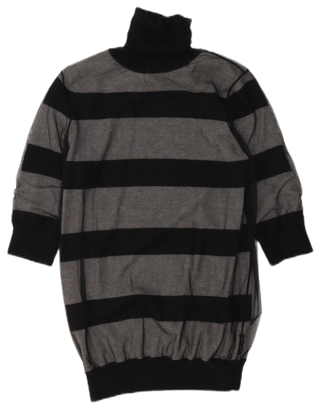 Armani Jeans - Jersey con cuello vuelto para mujer, talla 40, color gris medio a rayas