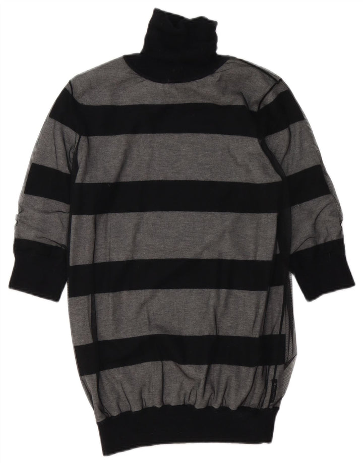 Armani Jeans - Jersey con cuello vuelto para mujer, talla 40, color gris medio a rayas