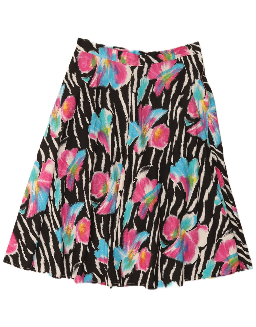 Falda acampanada vintage para mujer W32 floral multicolor medio