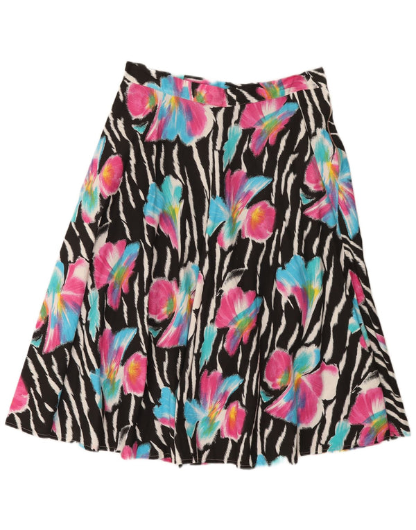 Falda acampanada vintage para mujer W32 floral multicolor medio