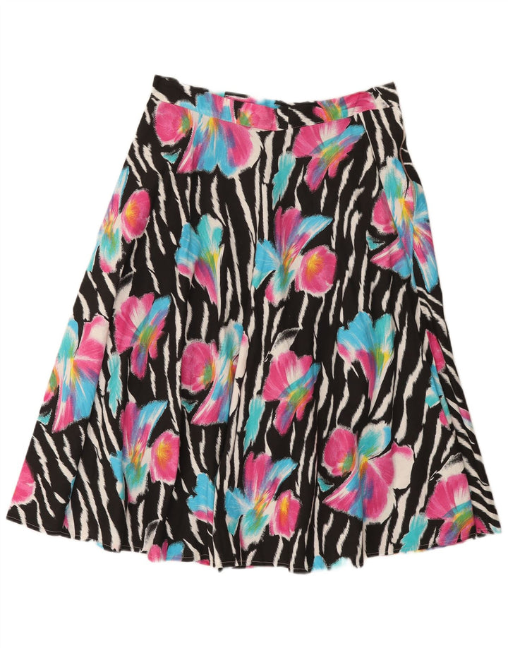 Falda acampanada vintage para mujer W32 floral multicolor medio