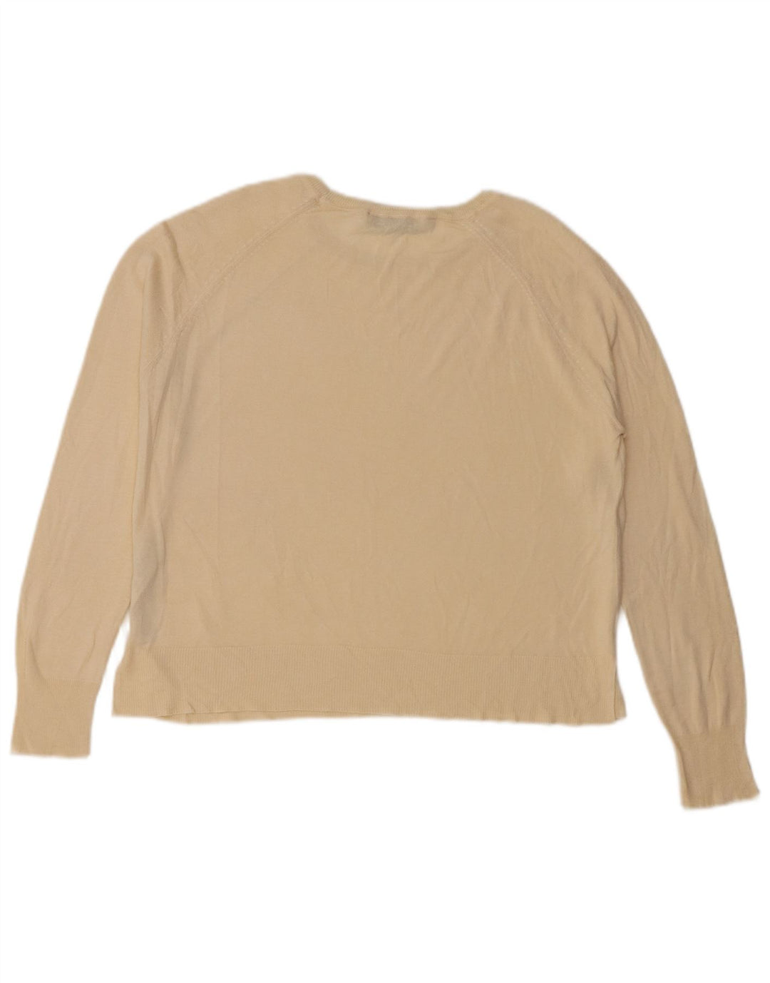 Zara Jersey oversize con cuello barco para mujer, talla 10, viscosa beige pequeña