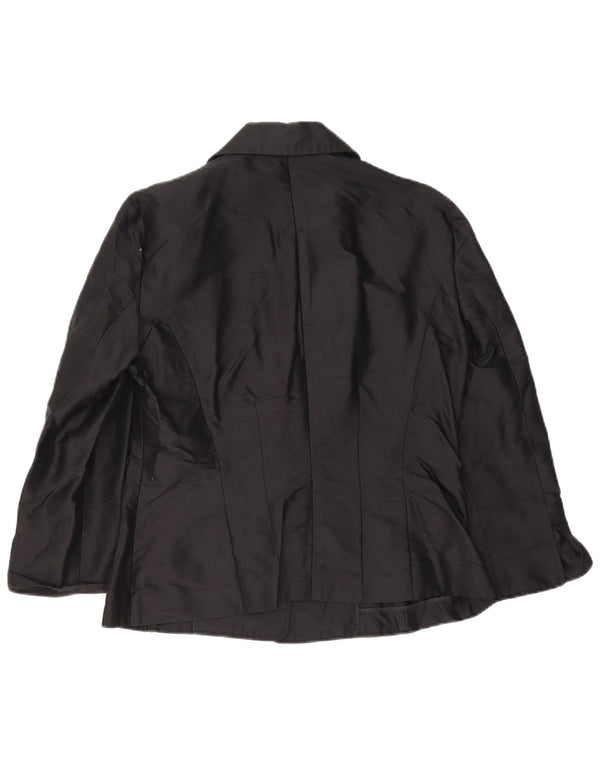 Luisa Spagnoli Chaqueta Blazer de 3 Botones para Mujer IT 46 Grande Seda Negra