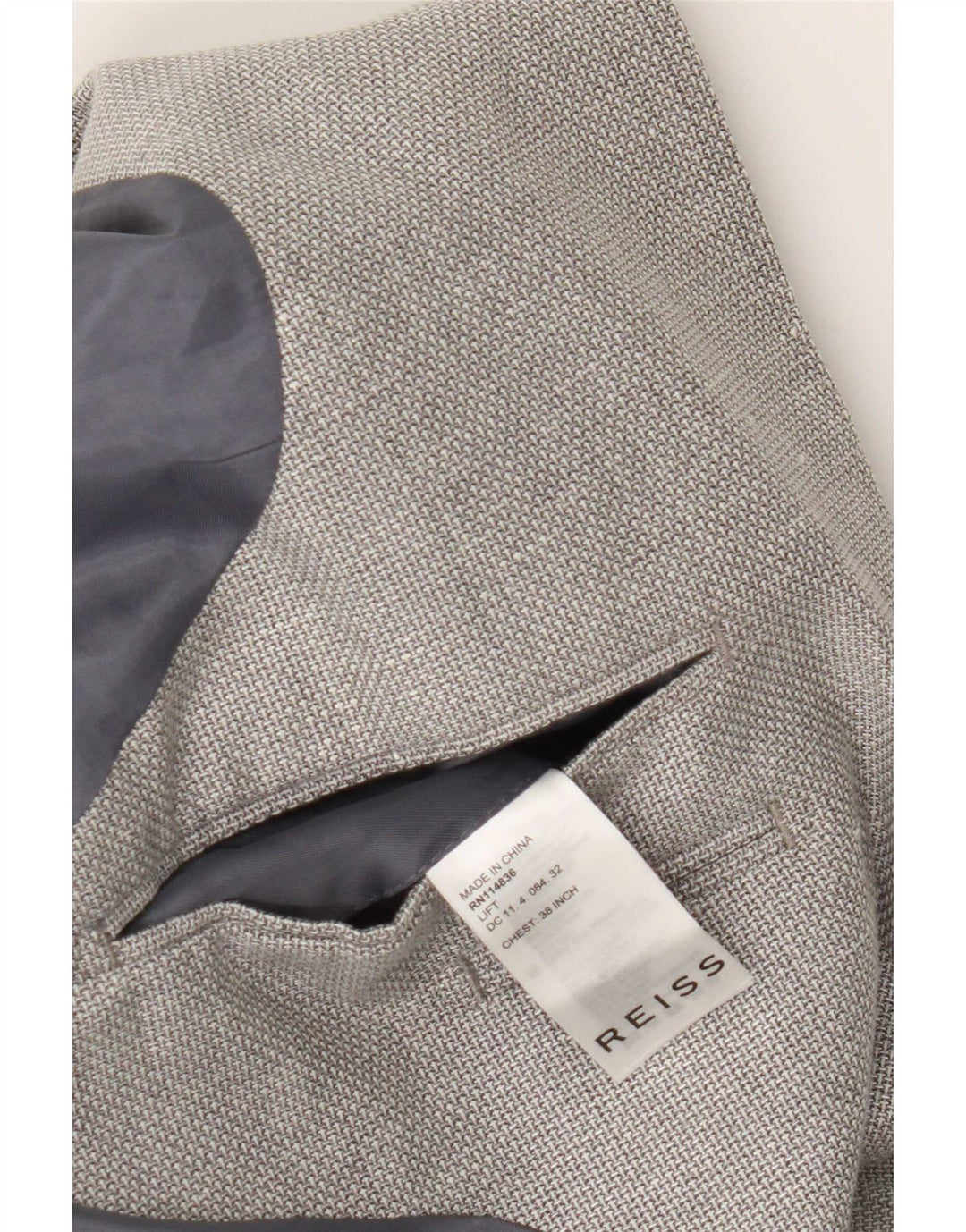 Chaqueta tipo blazer de 2 botones para hombre Reiss UK 38 Lana gris medio