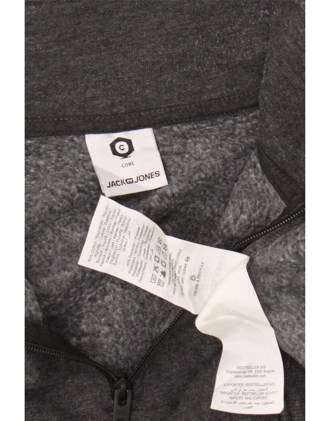 Jack & Jones Hombre Core Zip Neck Sudadera Jumper Gris Medio Colorblock