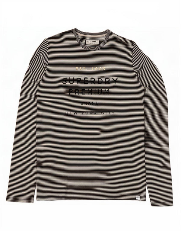 Superdry Mujer Top Gráfico Manga Larga UK 42 Mediano Rayas Negras