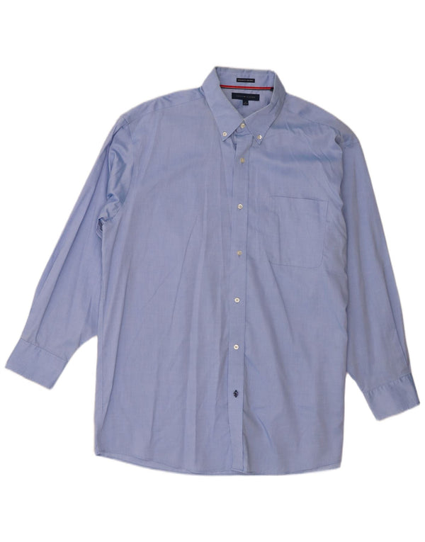 Tommy Hilfiger Camisa de corte regular para hombre Talla 17 XL Algodón azul