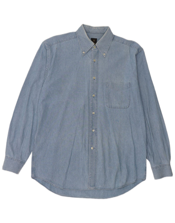 Fay - Camisa vaquera para hombre, talla grande, algodón azul