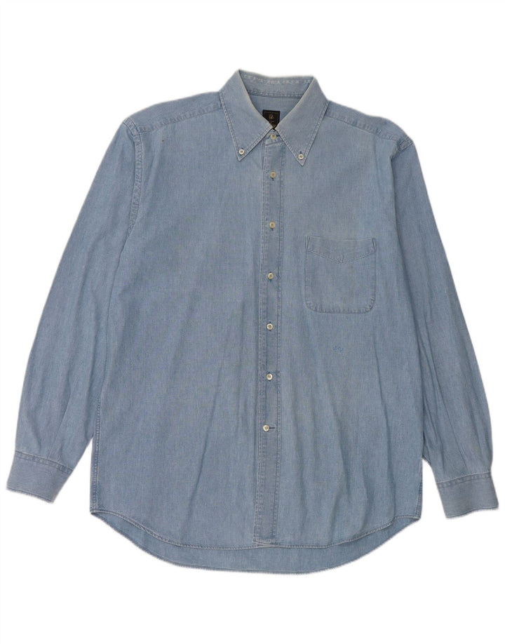 Fay - Camisa vaquera para hombre, talla grande, algodón azul