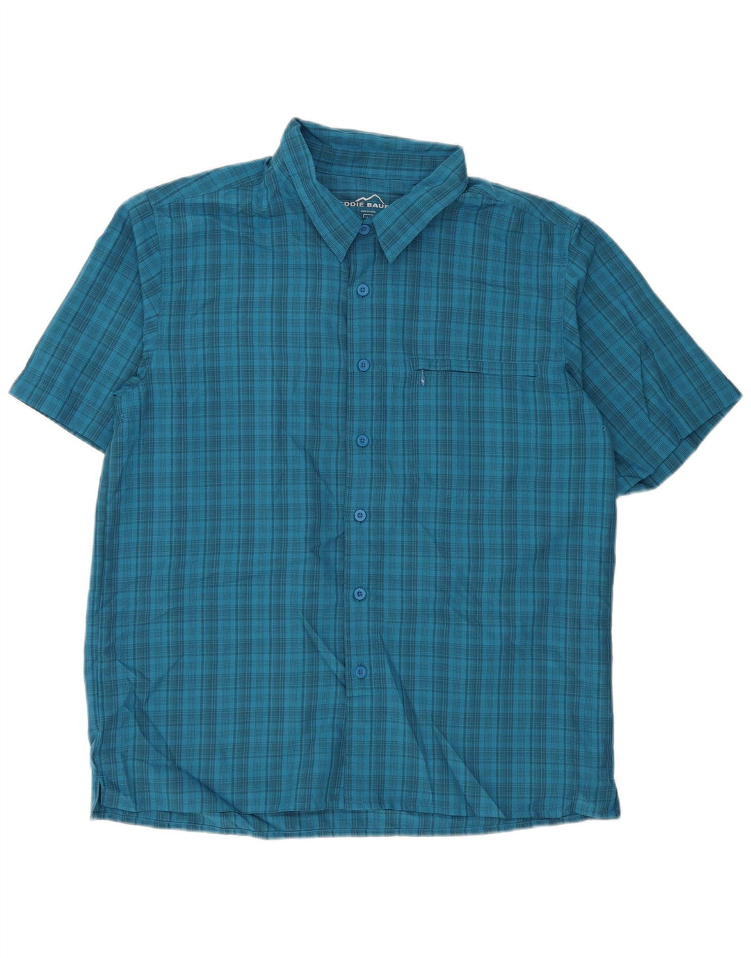 Eddie Bauer Camisa de manga corta para hombre Poliéster a cuadros azules grandes