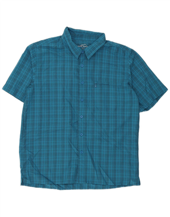 Eddie Bauer Camisa de manga corta para hombre Poliéster a cuadros azules grandes