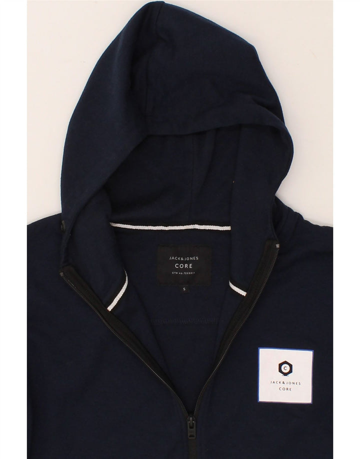 JACK & JONES Mens Zip Hoodie Sweater Small Navy Blue Polyester Vintage Jack & Jones and Second-Hand Jack & Jones from Messina Hembry 