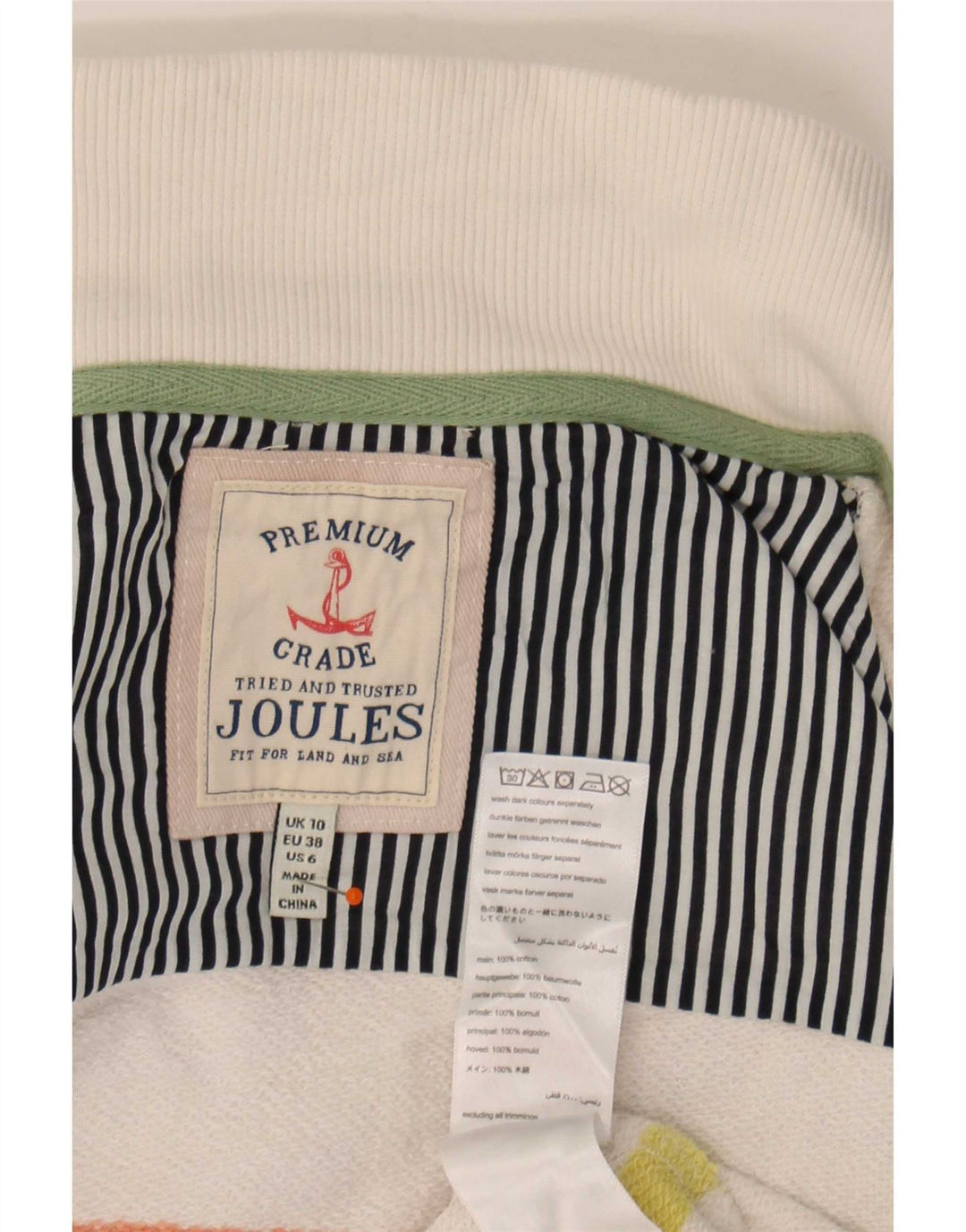 Joules Sudadera con Cuello y Botones para Mujer UK 10 Small White Stripes