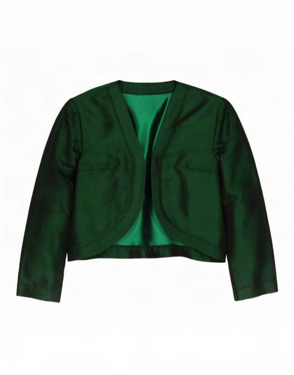 Vintage mujer 3/4 manga Bolero chaqueta Reino Unido 10 pequeño verde