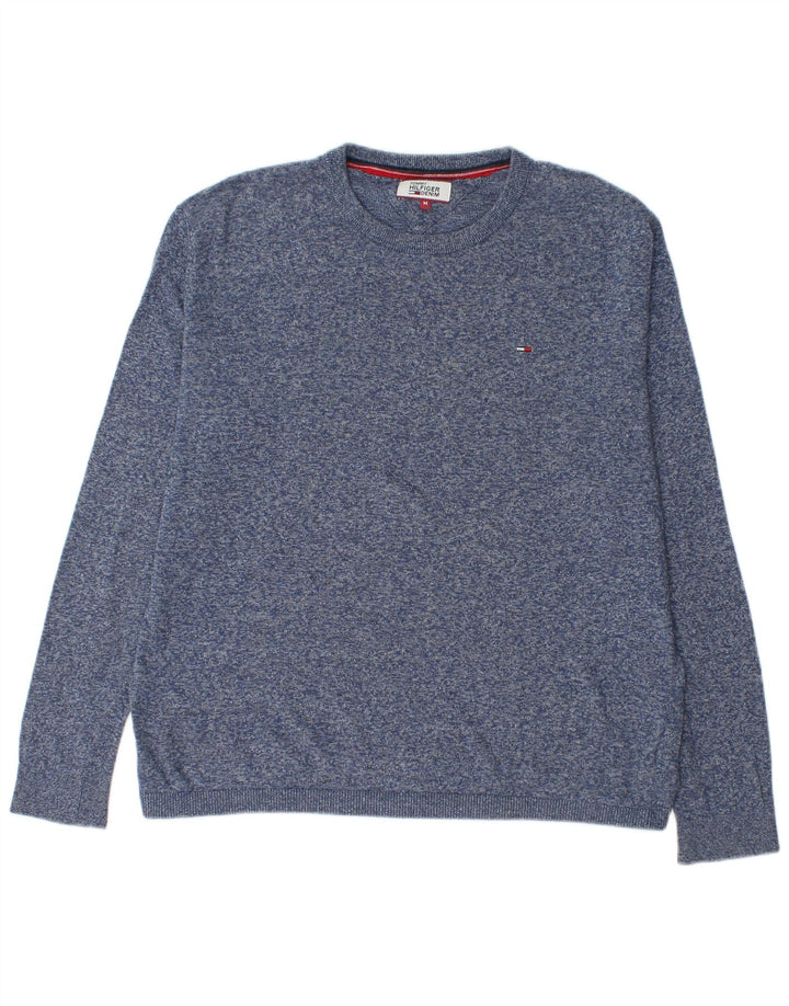 Tommy Hilfiger Jersey de cuello redondo para hombre, suéter medio azul marino moteado