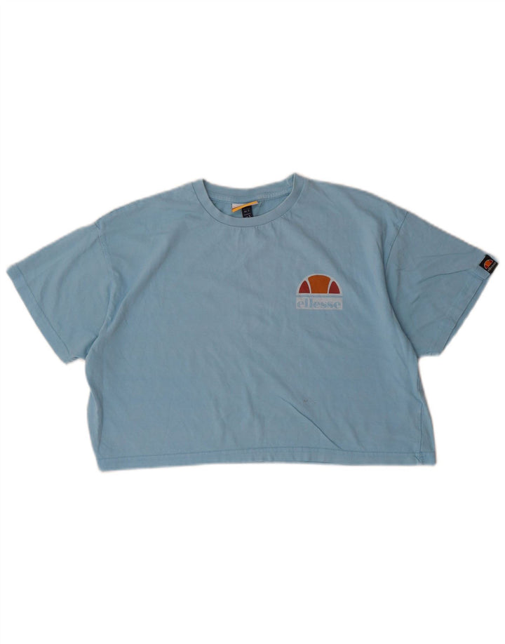 ELLESSE Womens Oversized Crop Graphic T-Shirt Top UK 10 Small Blue