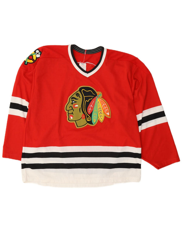 Vintage hombres Chicago Blackhawks CCM 1990-96 camisa de hockey grandes deportes rojos