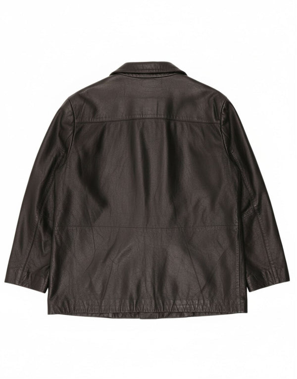 Vintage mujer chaqueta de cuero EU 42 grande negro