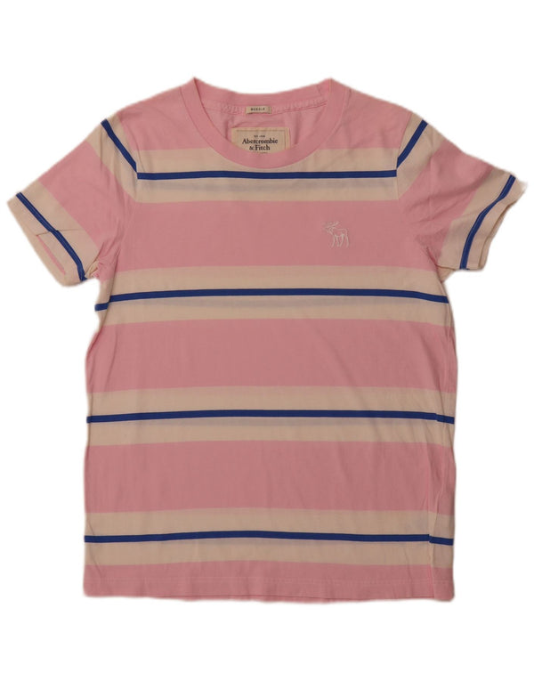 ABERCROMBIE & FITCH Camiseta musculosa para hombre XL Algodón a rayas rosa