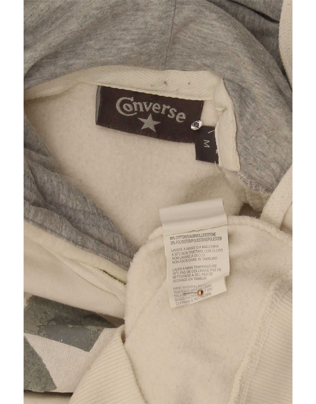 Converse Hombre Sudadera Con Capucha Gráfica Jersey Medio De Algodón Blanco Roto