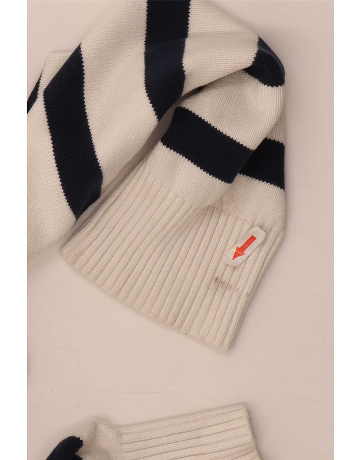 Tommy Hilfiger Suéter tipo jersey con cuello y botones para hombre, tamaño grande, a rayas blancas