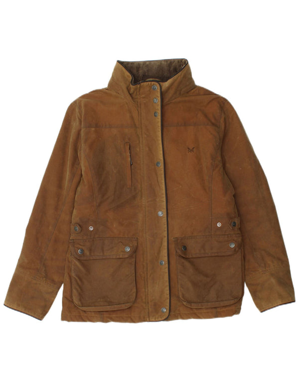 Crew Clothing Chaqueta encerada con capucha y ajuste a medida para mujer, talla 40, talla grande, color marrón