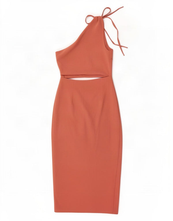 Zara Vestido De Un Hombro Recortado para Mujer UK 8 Pequeño Poliéster Rosa