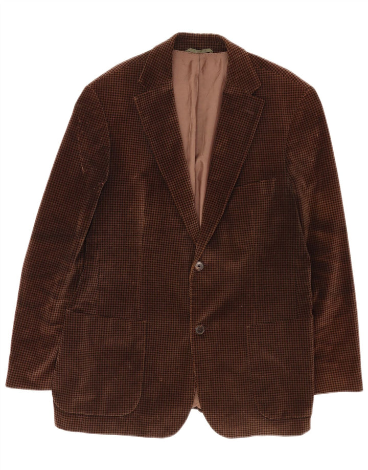 Hugo Boss Chaqueta tipo blazer de 2 botones para hombre EU 50 Grande Viscosa de pata de gallo marrón