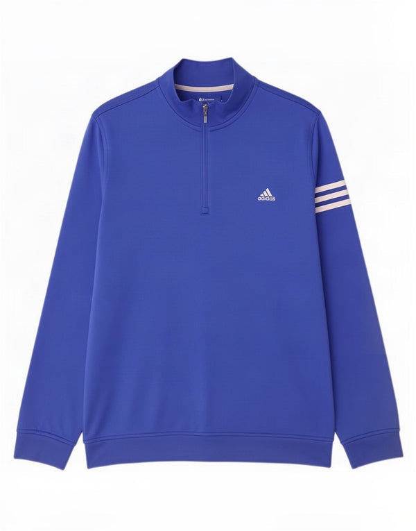 Adidas Mens Climalite Zip Neck Sudadera Jumper Grande Azul Poliéster