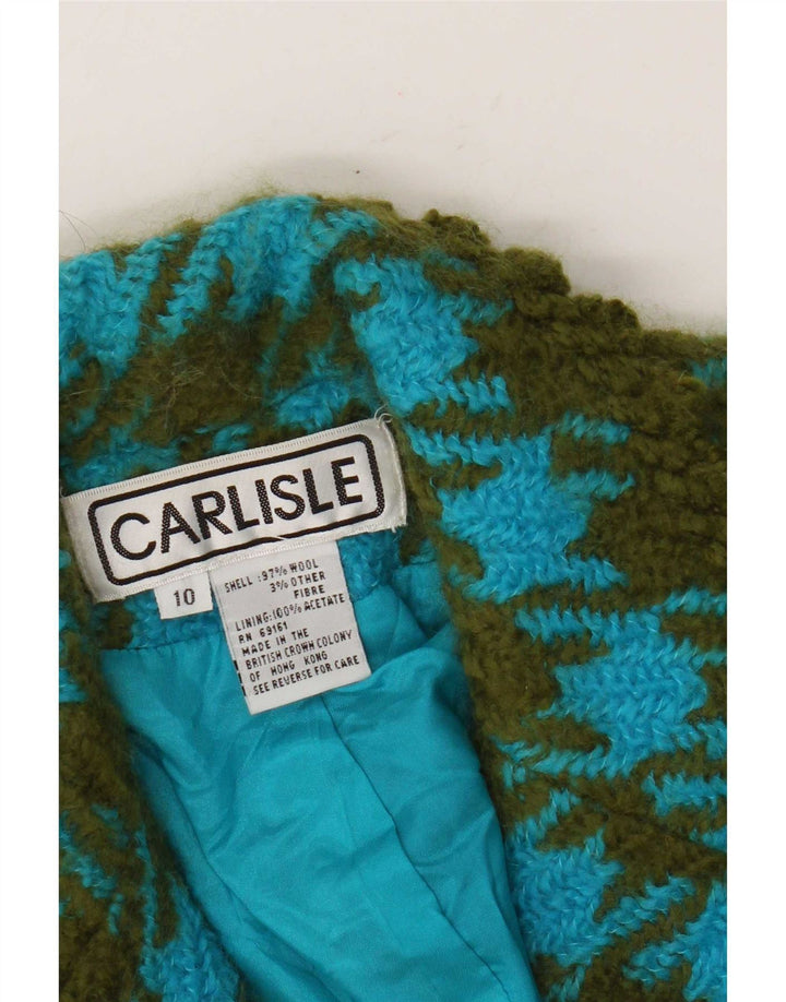 Carlisle Chaqueta tipo blazer de 1 botón para mujer UK 10 Small Blue Houndstooth Wool