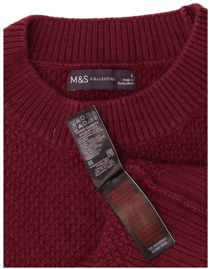 Marks & Spencer Suéter Corto con Cuello Redondo para Mujer UK 8 Small Granate