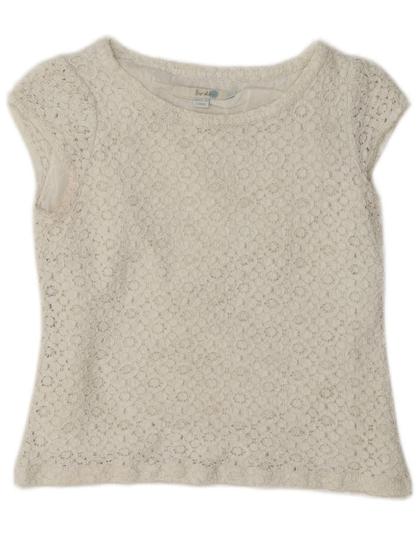 Boden Blusa Corta De Encaje para Mujer UK 8 Small Blanco