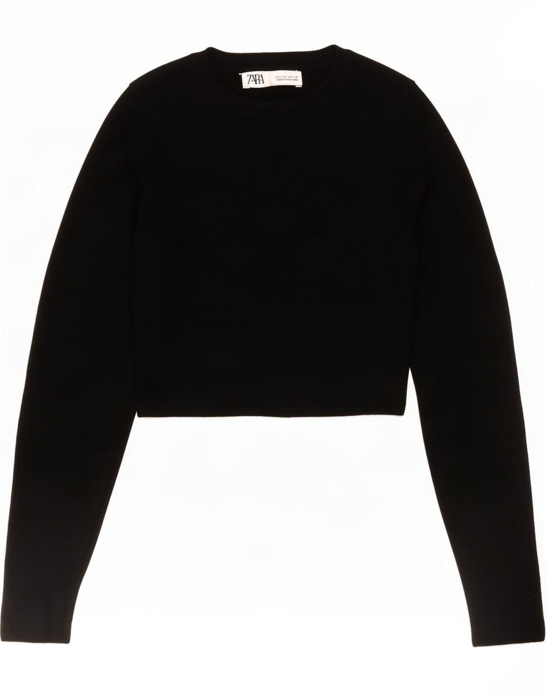 Zara Mujer Crop Top Manga Larga UK 42 Medium Black Viscosa