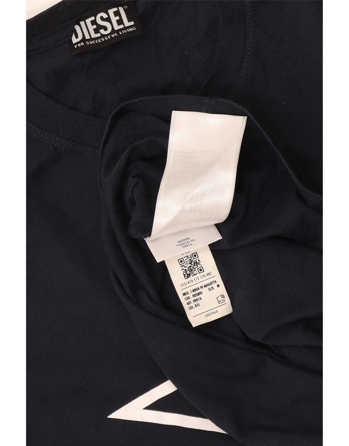 Diesel Hombre Camiseta Gráfica Top Medium Azul Marino Algodón