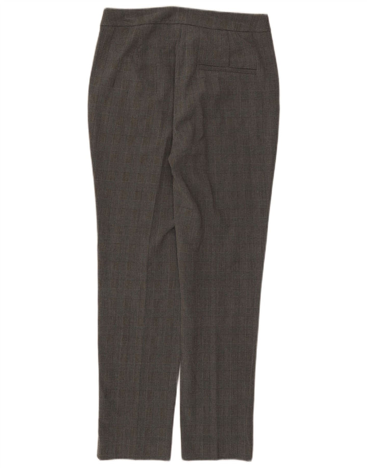 Zara Mujer Pantalón De Traje Slim Small W26 L27 Poliéster A Cuadros Gris